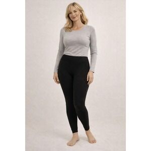 Woolx Womens Leggings Black 1X Stella High Waist Merino Wool Hike Warm Layer